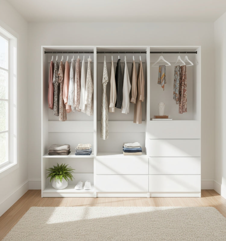 Prosper White Freestanding Walk In Wood Closet System