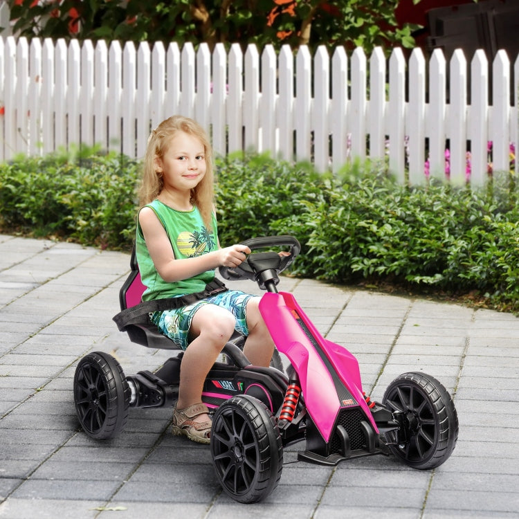 Aosom 12V Electric Go Kart For Kids, Outdoor Ride On Toy With Forward Backward Drive & Adjustable Speed, Gift For Child 3 8 Years Old, Pink