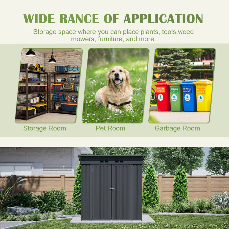 6 X 4 Ft Outdoor Storage Shed, All Weather Tool Shed For Garden, Backyard, Lawn, Black