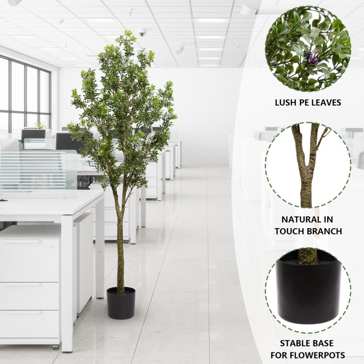 6Ft Artificial Tree Tall Lifelike Greenery Plant Realistic Faux Potted Tree With Natural Look Leaves For Indoor Home Office Living Room Bedroom Decoration ,1Pc Set