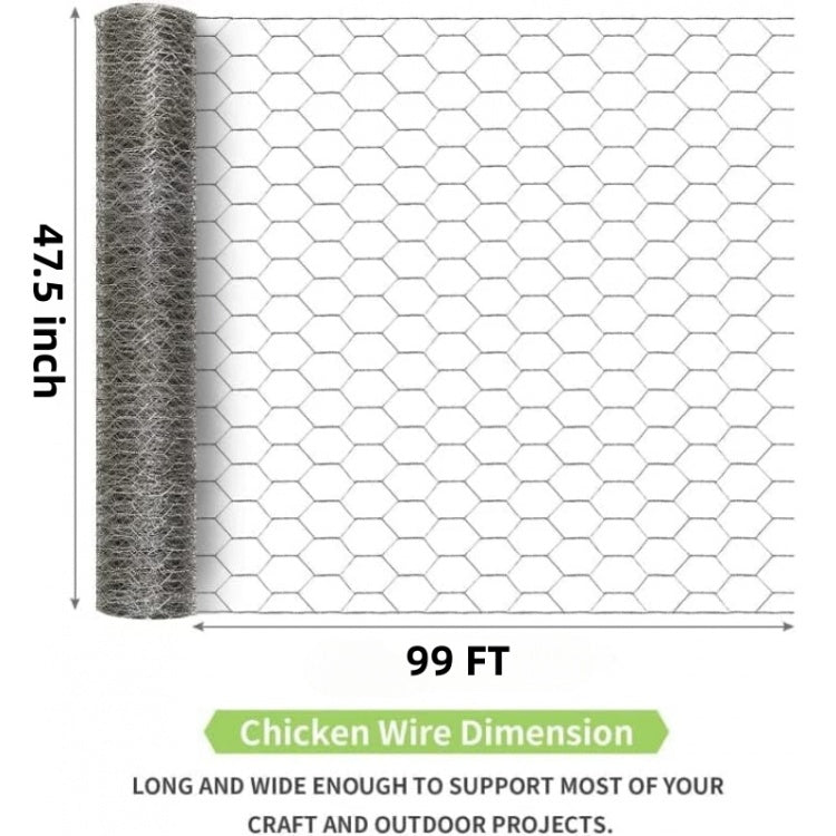 Silver Galvanized Metal Hexagonal Mesh, 21 Gauge Wire, Rust Resistant Garden Net, Suitable For Floral Arrangements, Chicken Wire, Handicrafts, Plant Protection, And Rabbit Cages