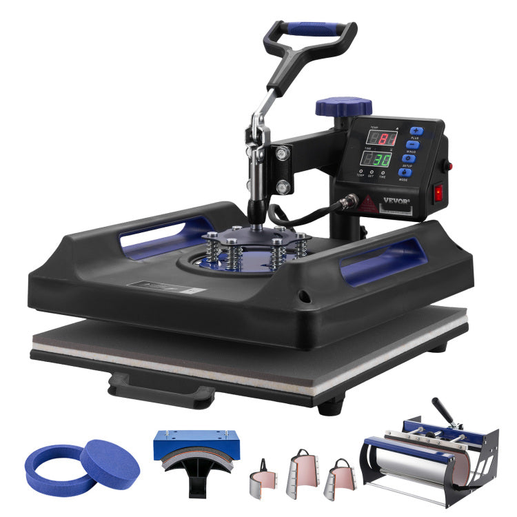 8 In 1 Heat Press Machine 15X15 In 30Oz Tumbler Press T Shirts Black Blue