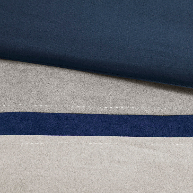 7 Piece Faux Suede Comforter Set Blue Queen