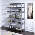 Rustic Grey Oak And Chrome 8 Shelf Bookshelf