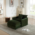 Modern Accent Chair With Ottoman, Living Room Club Chair Chenille Upholstered Armchair , Reading Chair For Bedroom, Green Chenille