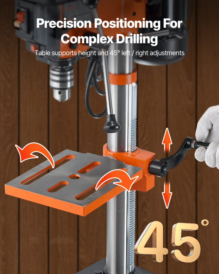 10'' 5 Speed Benchtop Drill Press Cast Iron Drill Press 3.2A 610 2800Rpm