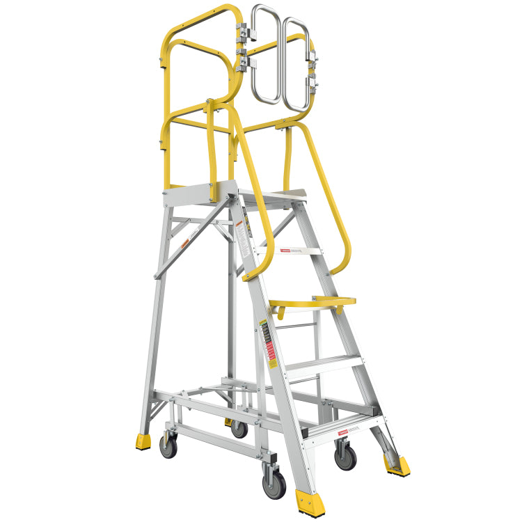 5 Step 375Lbs Aluminum Rolling Platform Ladder