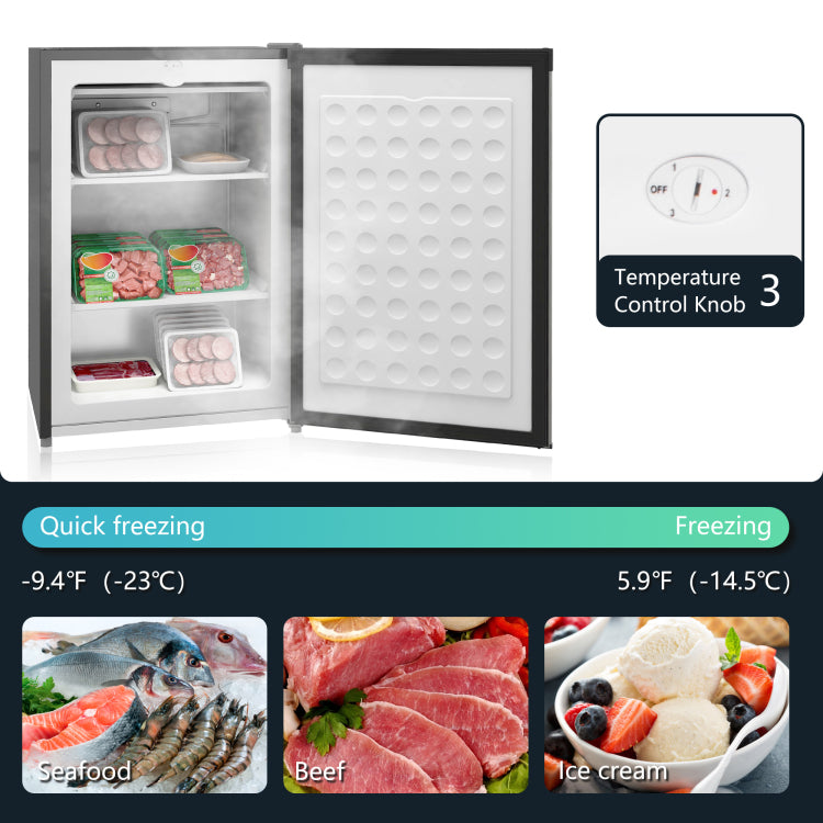 Homcom Upright Freezer, 3.0 Cubic Feet Compact Mini Freezer With Reversible Single Door And Adjustable Thermostat, Small Freezer For Home, Dorm, Apartment, Home Office, Silver