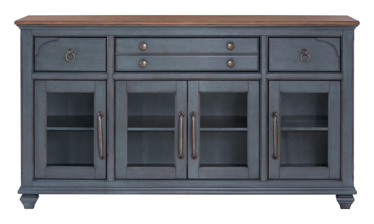 Americana Buffet Server Cabinet, No Assembly Required, Corduroy Blue Finish