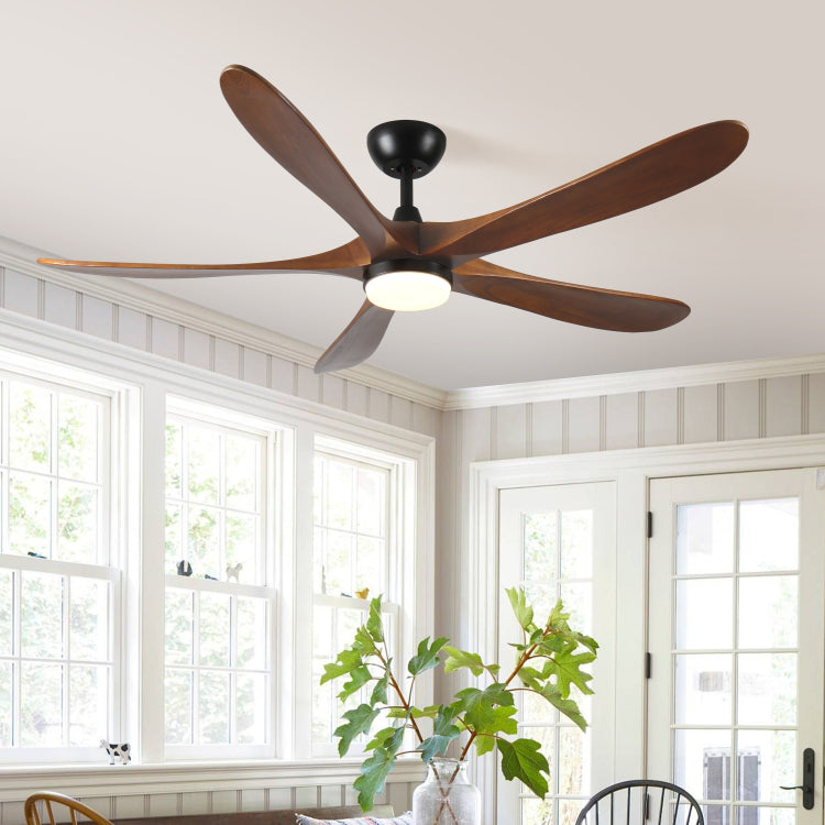 62 Inch Solid Wood With Remote Control With Light Led Modern Dc Dc Motor Indoor Outdoor 5 Blade For Patios, Bedrooms And Farmhouses
