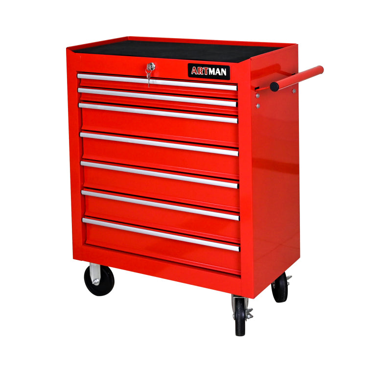7 Drawers Multifunctional Tool Cart With Wheels Red