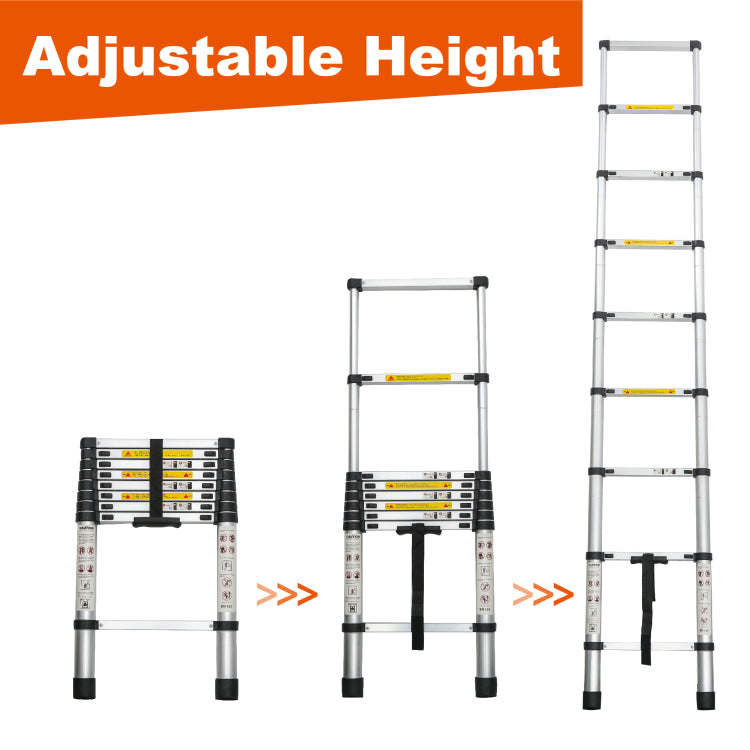Telescoping Ladder 8.5Ft, Telescopic Extension Ladder, Aluminum Alloy Folding Ladder Portable Multi Purpose For Indoor Outdoor Work, Heavy Duty 300 Lbs Load