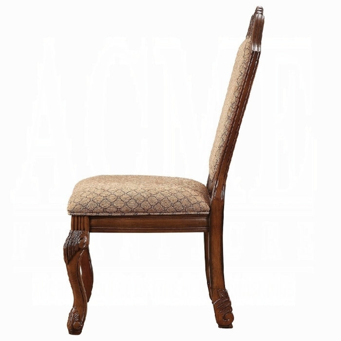 Chateau Fabric & Cherry Finish De Ville Side Chair Set Of 2