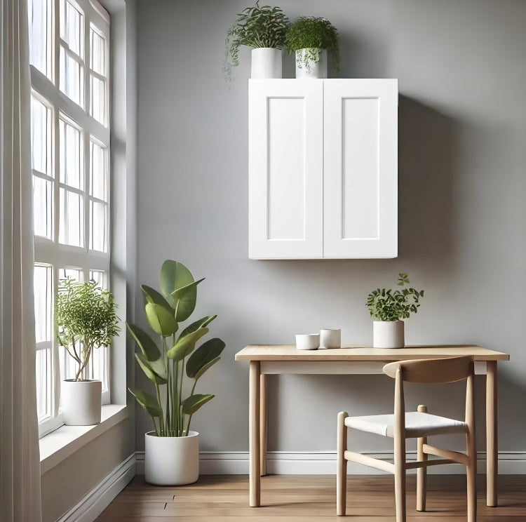 24 Inch White Shaker Double Door Wall Cabinet Solid Wood With 2 Adjustable Shelves Ready To Assemble For Kitchen,Bathroom,Laundry And Garage Storage 24"W 12"D 30"H