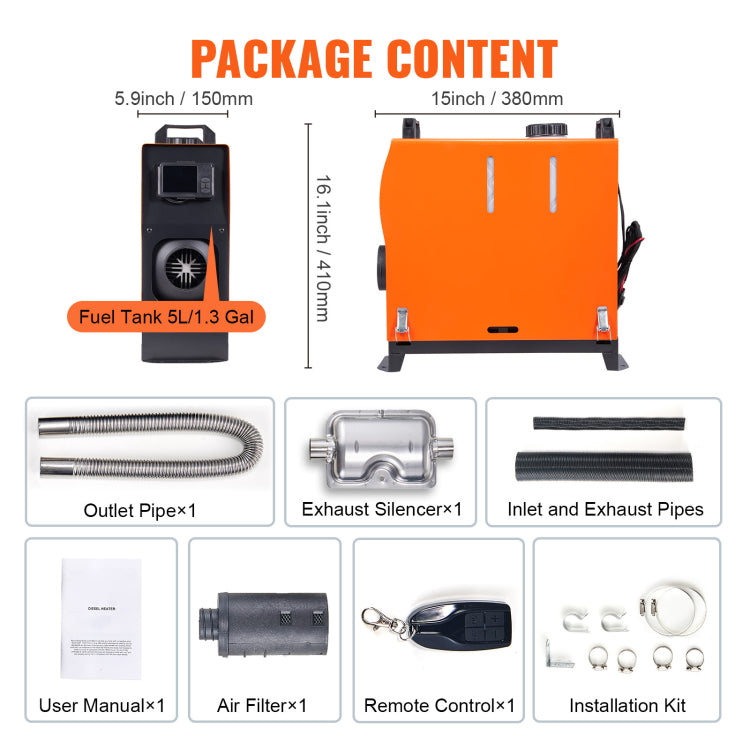 Diesel Air Heater All In One 12V 8Kw Bluetooth App Lcd For Car Rv