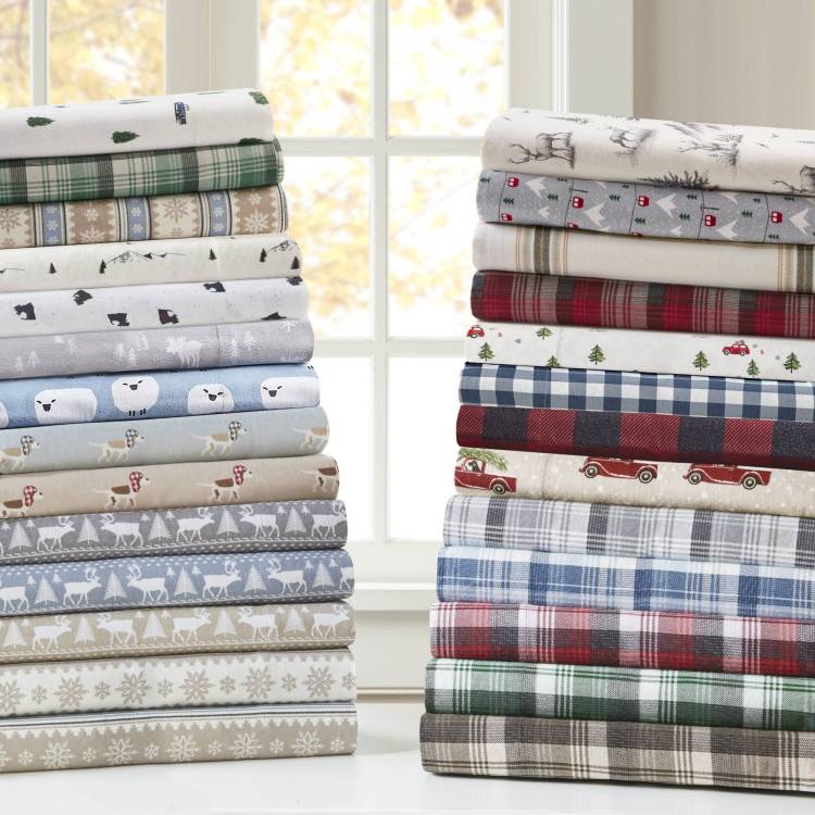 4 Piece King Sheet Set,Tan Plaid