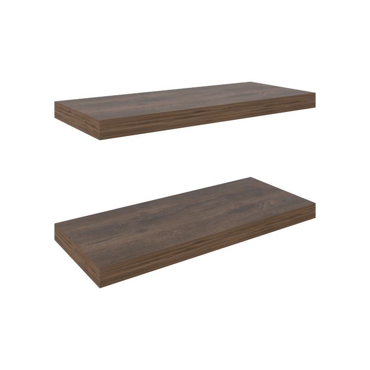 Floating Shelves, Dark Brown, 2 Shelves, 1.50" H