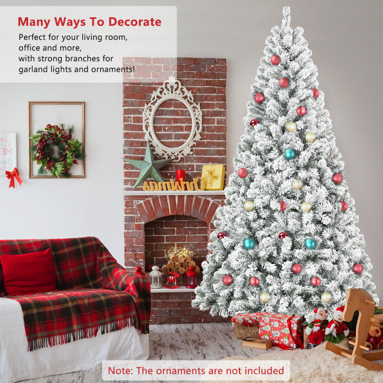4Ft Flocked Christmas Tree Snowy Pvc Artificial Holiday Tree With 233 Tips, Compact Full Shape, Sturdy Metal Stand, Christmas Tree For Home, Office, Or Apartment Decoration
