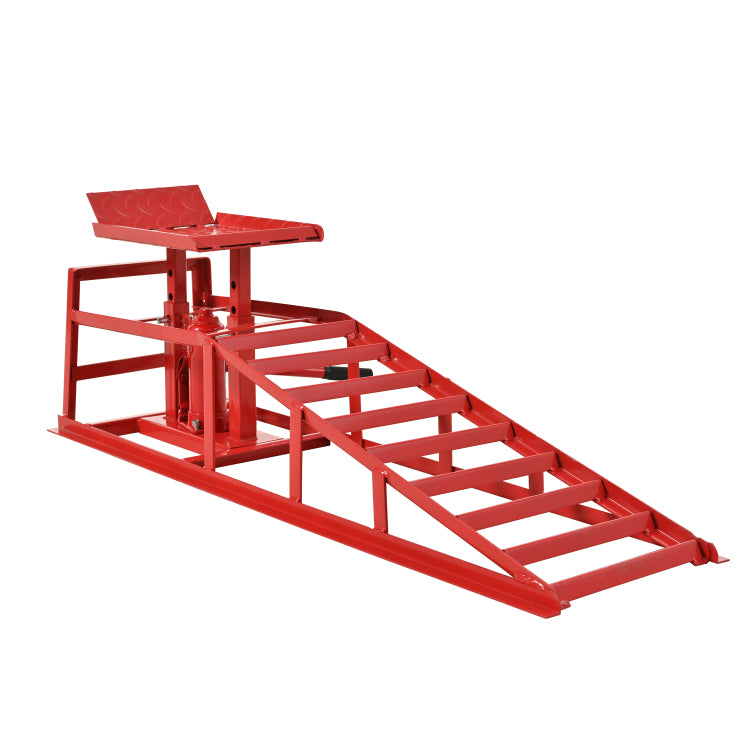 5 Ton Lifting Force Auto Car Truck Service Ramps Lifts, Garage Car Lift Hydraulic Ramps,Automotive Hydraulic Lift Repair Frame Lift 2 Pack Red Color
