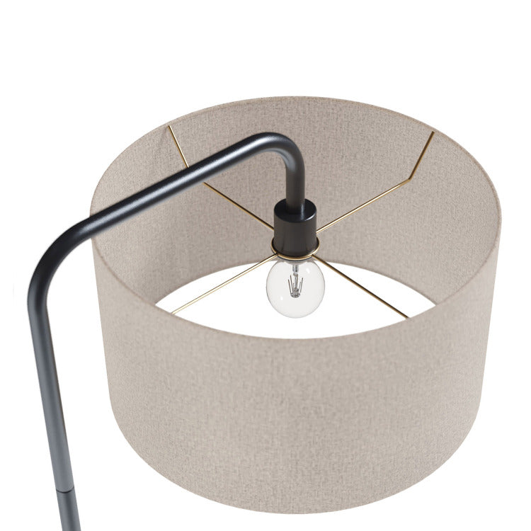 63" Contemporary Metal Floor Lamp In Oil Rubbed Bronze With Beige Linen Shade