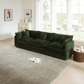 Mid Century Modern Couch 3 Seater Sofa With 2 Armrest Pillows And 3 Toss Pillows, Couch For Living Room Green Chenille