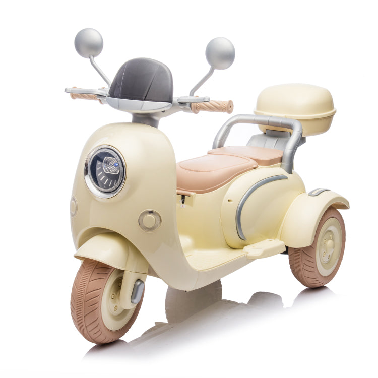 12V Two Motors Kids Ride On Level Up Two Seater Electric Motorcycle,Three Wheel Toy W Music,Bluetooth,Usb,Backseat Flip Adult Seat,Portable Storage Hooks&Oversized Trunk,Led Headlight For Kids 3 6