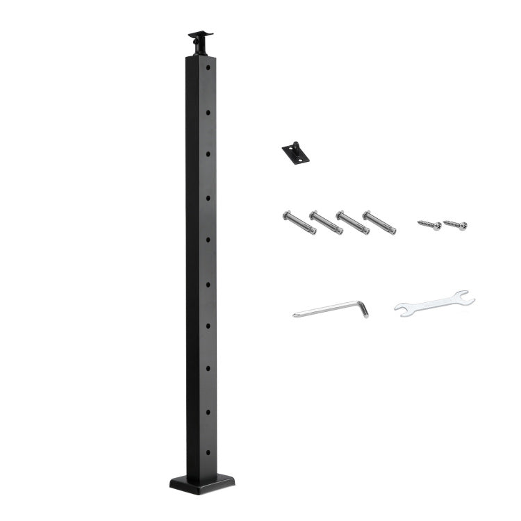 Cable Railing Post, 36X1X2 Inch Level Deck Stair Posts, 1 Pack Stainless Steel Cable Handrail Post, Pre Drilled Pickets With Mounting Bracket Stair Railing Kit, Black, 1Jzlgzxhs914Lza6X001V0