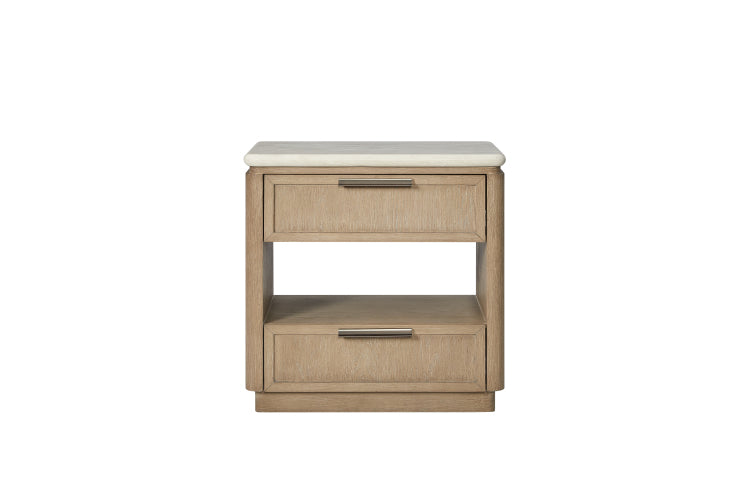Two Drawer Nightstand With Oak Veneer Drawer Fronts