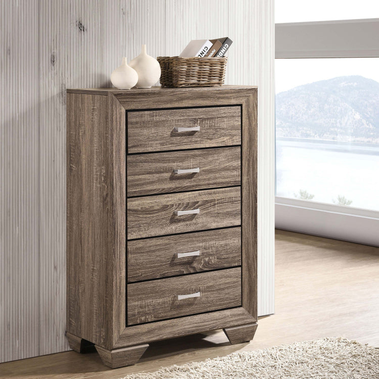 Harrison Washed Taupe 5 Drawer Bedroom Chest