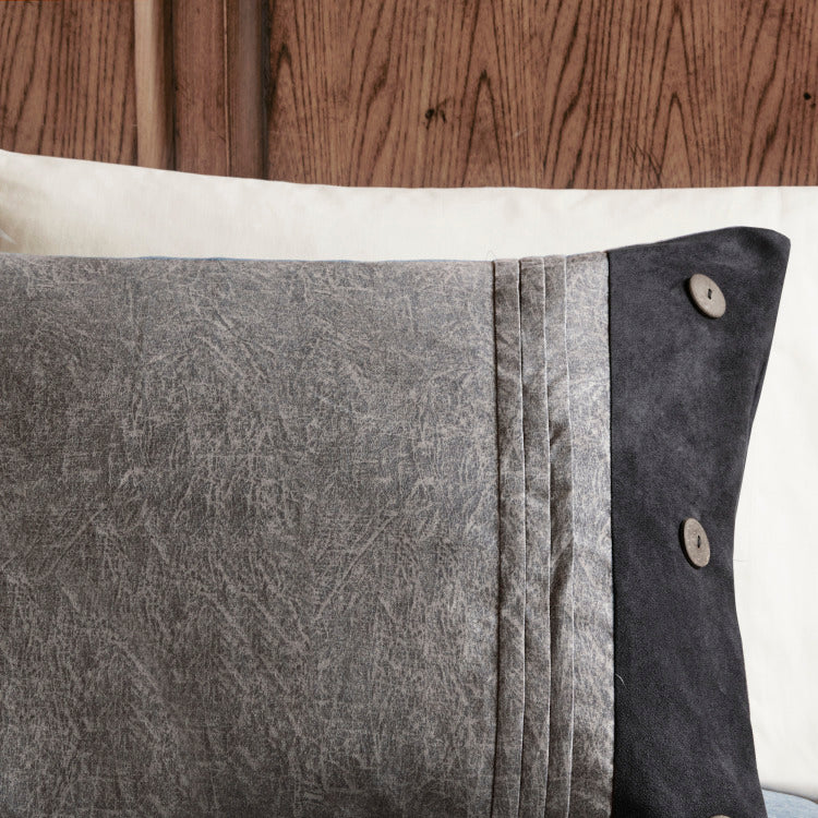 7 Piece Faux Suede Comforter Set Grey Queen