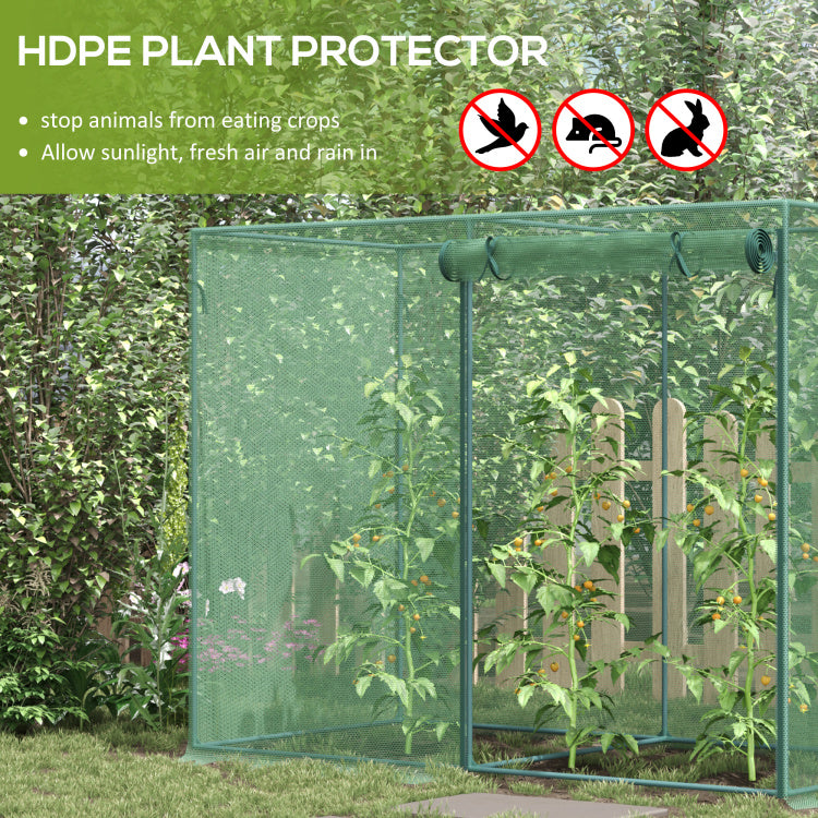 Outsunny 6' X 3' Crop Cage, Plant Protection Tent With Zippered Doors For Vegetable Garden, Backyard, Green