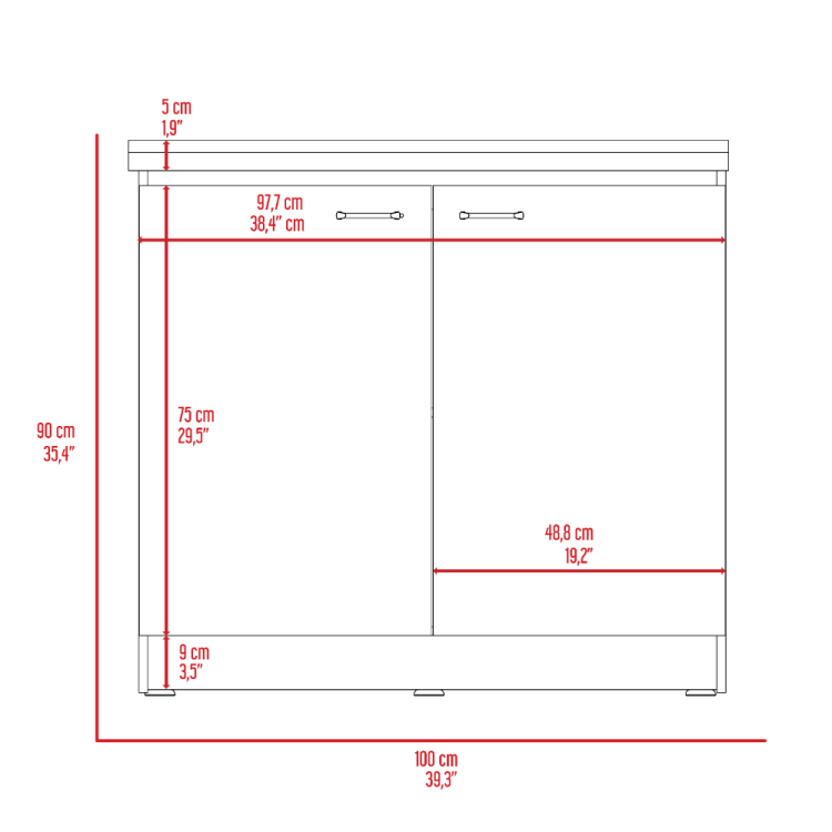Oklahoma Utility Sink, Double Door Cabinet, Stainless Steel Countertop
