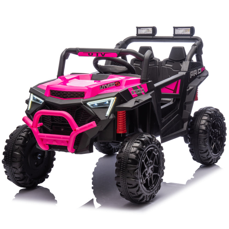 24V 400W Kids Ride On Electric Utv W Parents Remote Control,Four Wheel Suspension,Led Lights,Portable Handle,Advanced Center Panel With Usb,Mp3,Music,Bluetooth,Power Display For Kids Aged 3