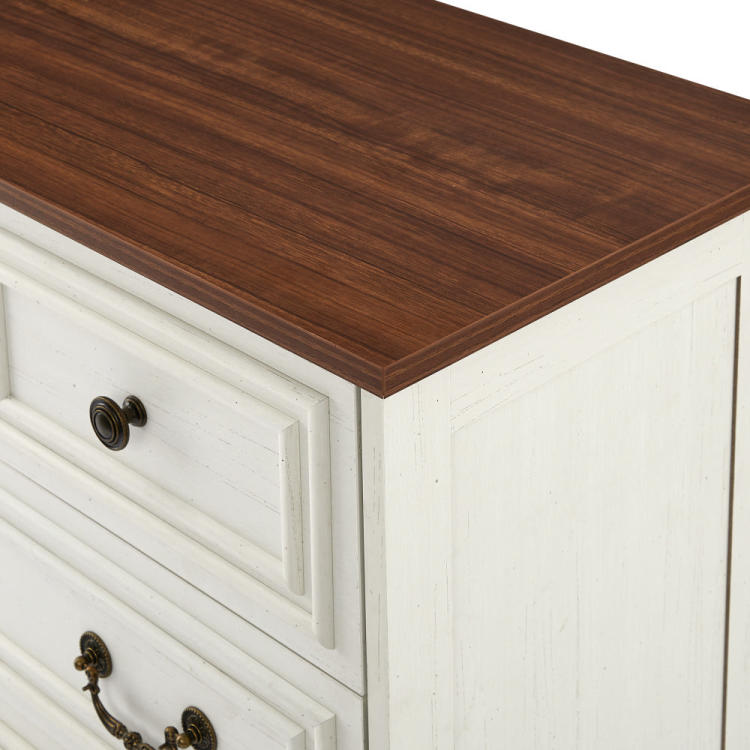 Modern White 5 Drawer Dresser For Bedroom Ample Storage Wide Chest Of Drawers, Sturdy & Safe