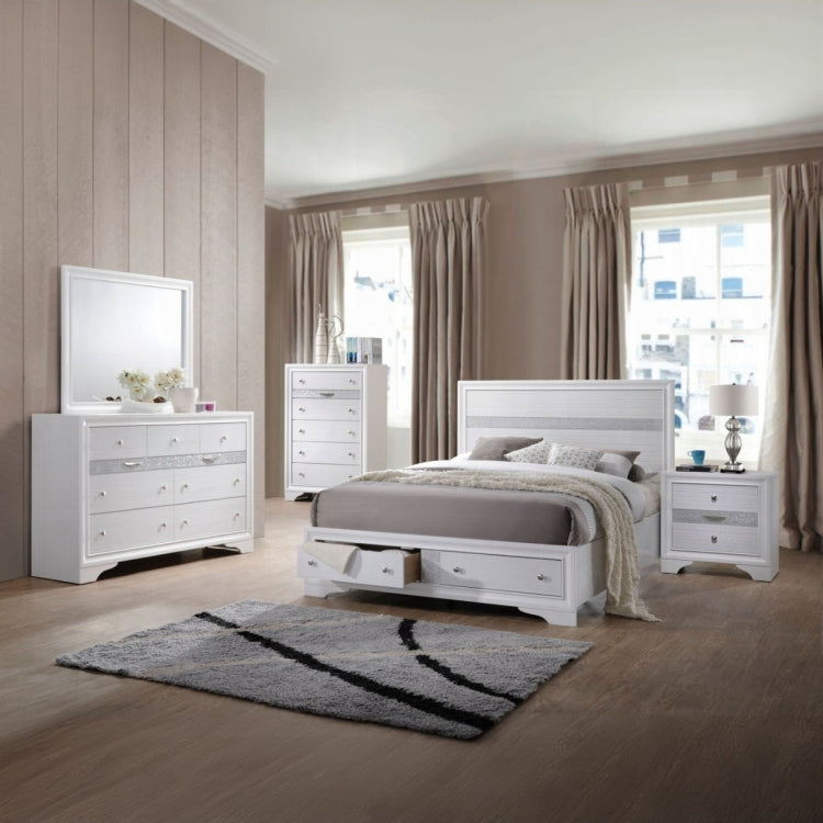 Contemporary White Finish Storage Drawers Nightstand Wooden Bedroom Furniture 1Pc