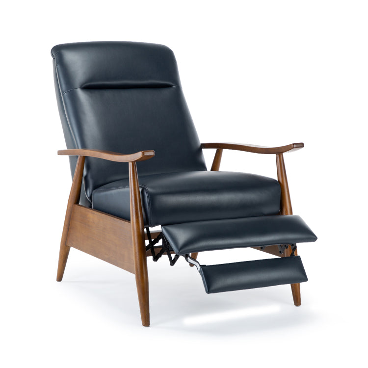 Sarasota Wood Arm Push Back Recliner Midnight Blue