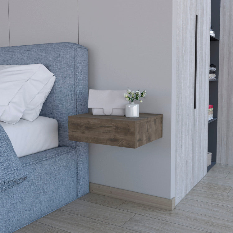 Vienna Floating Nightstand, Sleek Wall Mounted Design With Spacious Drawer Storage