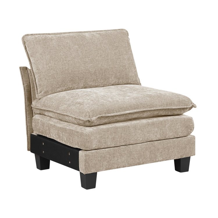 Modern Style Armless Chair Taupe Chenille Fabric Upholstery Contemporary Living Room Furniture 1Pc Durable Plywood Plush Comfort