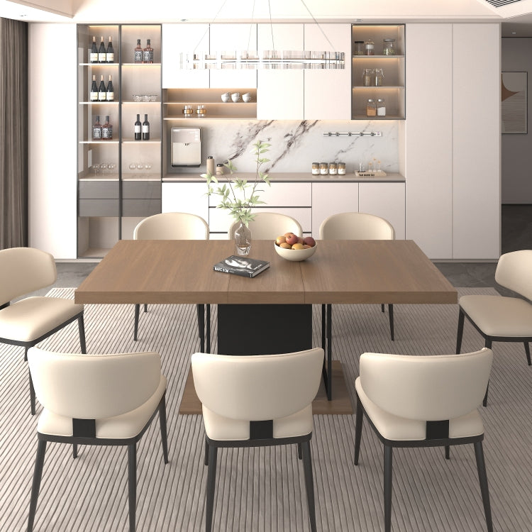 Rectangle Extendable Dining Table For 6 10 People Aged Effect Wood And Black 160 200 Cm
