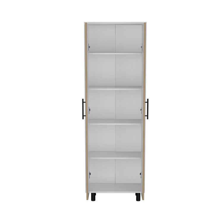 Multistorage Cabinet 71"H, Five Internal Shelves, Two Doors, White Macadamia