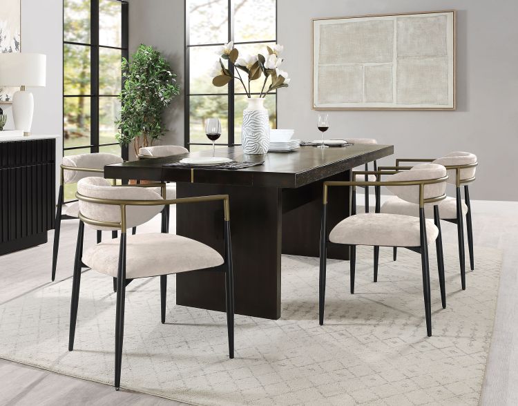 Beige And Black Armchair With Open Back Set Of 2
