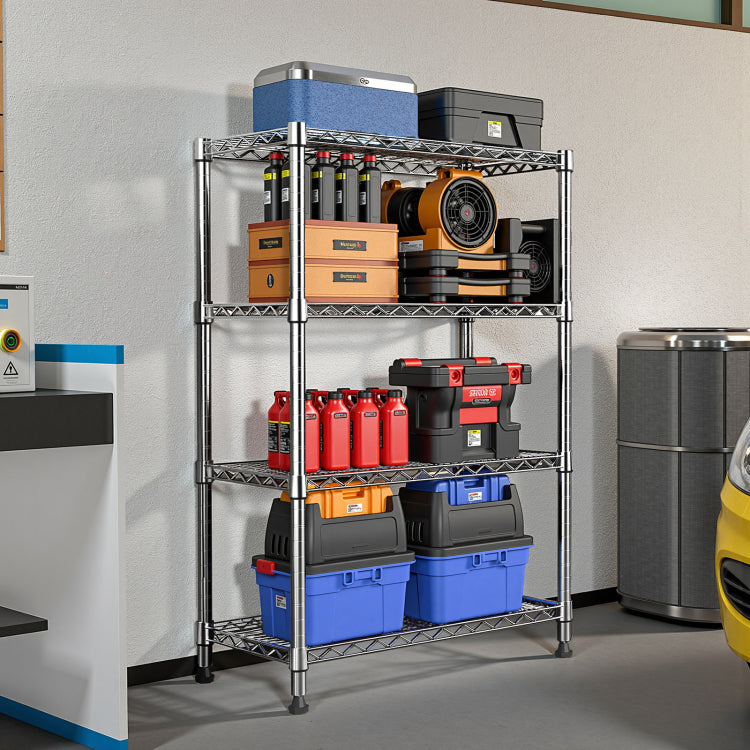 1000 Lbs Storage Shelving Steel Heavy Duty 4 Tier Utility Shelving Unit Steel Organizer Wire Rack For Home,Kitchen,Office,Chrome 13.7" D X 29.5" W X 47.2" H