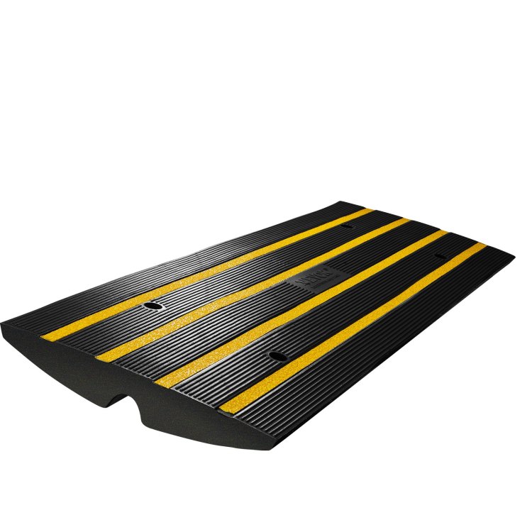 Rubber Curb Ramp For Driveway 1 Pack, 15T Heavy Duty Sidewalk Curb Ramp, 2.6" Rise Height Cable Cover Curbside Bridge Ramp For Garage For Low Cars, Wheelchairs