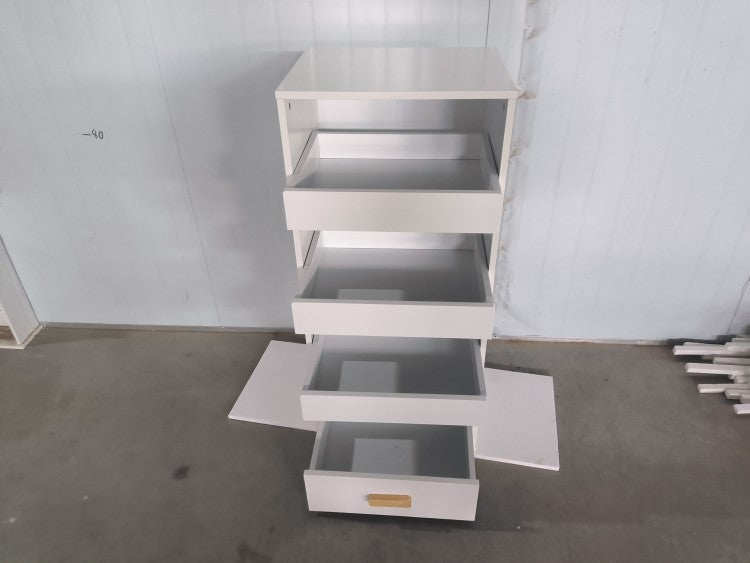 4 Tier Freestanding Bookshelf With 3 Sliding Drawers And 1 Bottom Drawer