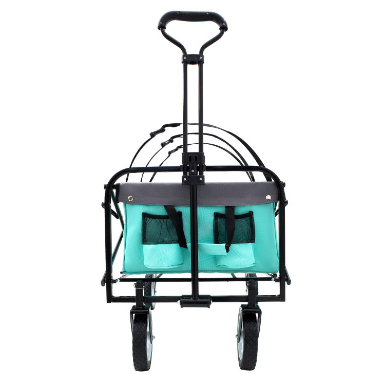 360Lbs Collapsible Foldable Wagon Cart With Strapping System ,Beach Wagon Utility Cart Utility Wagon Grocery Cart For Camping Shopping Sports Gardening Fishing Supports 3Pcs Plastic Liner Bag Green