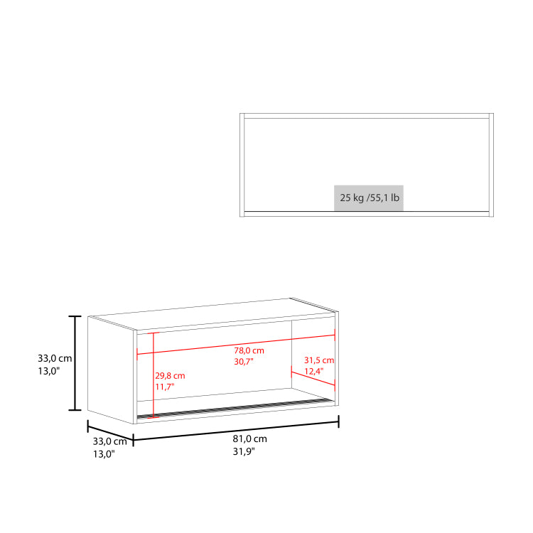 Note 32"W X 13" H Wall Cabinet With Sliding Doors , Wall Shelf, Storage Cabinet, Bedroom, Office, Living Room, Garage