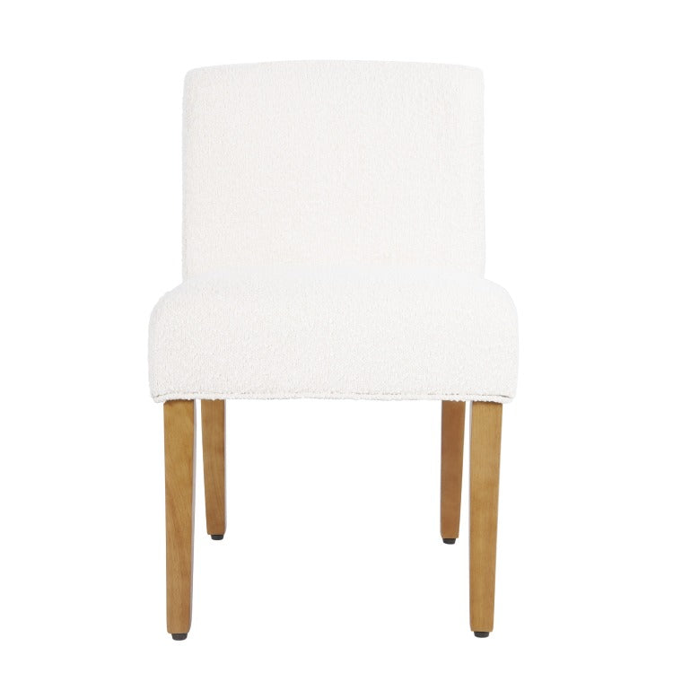 Kip Dining Chair With Honey Oak Wood Legs, Cream White Boucle Fabric