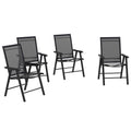 Outsunny Set Of 4 Patio Folding Chairs, Stackable Outdoor Sling Patio Dining Chairs With Armrests For Lawn, Camping, Dining, Beach, Metal Frame, No Assembly, Black