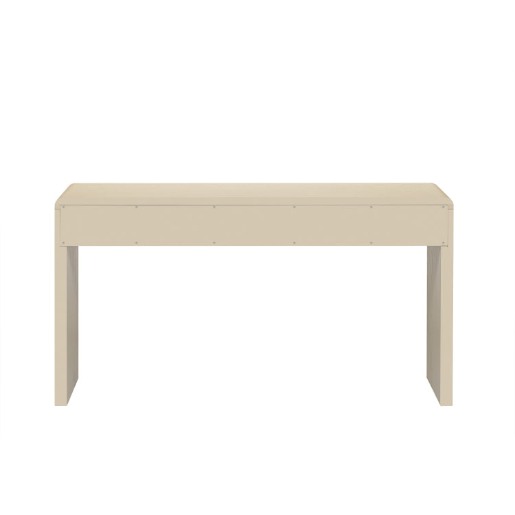 Rustic Console Table With 3 Fluted Drawers Solid Wood Veneer Entryway Table Featuring Natural Wood Grain For Living Room, Hallway Apricot