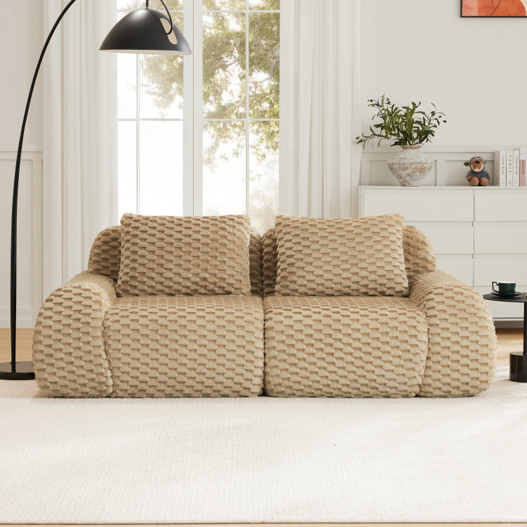 82" Modern Modular Sectional Sofa For Living Room,Flannelette Fabric,Highly Textured,Oversized 2 Seater Couch With Deep Seat,Buckle Connection,Anti Slip Design,No Assembly,Boneless Sofa,Light Camel